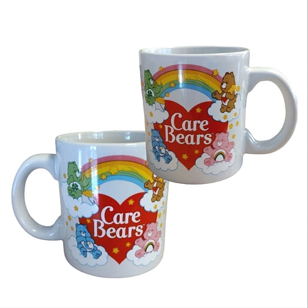 CARE BEARS White Colorful Double Print 20oz Ceramic Mug NWT